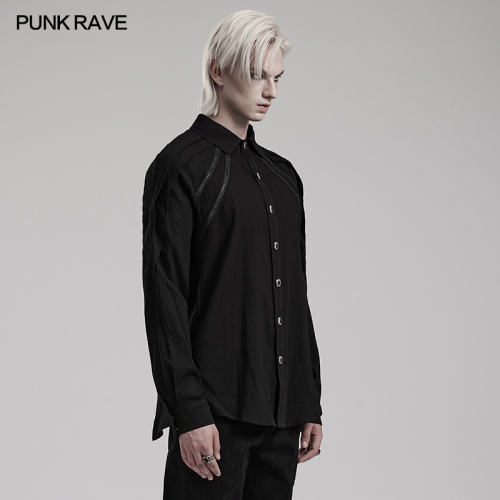 Punk Rave WY-1548CCM Hand-Sewn Buckle Exquisite Pleats Shoulders Design Goth Shirt