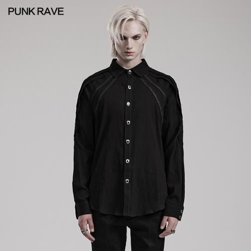 Punk Rave WY-1548CCM Hand-Sewn Buckle Exquisite Pleats Shoulders Design Goth Shirt