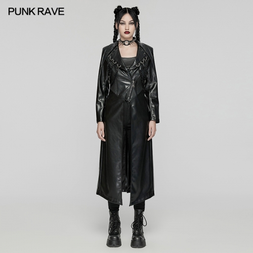 Layered Exaggerated Lapel Design Punk Visual Heavy-Procesed Leather Jacket
