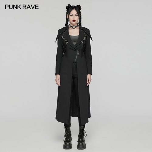 Fake Double Layered Exaggerated Lapel Design Punk Visual Heavy -Processed Coat