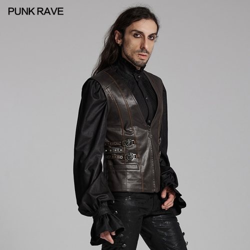 Punk Rave WY-1670MJM High-Quality Environmentally Friendly Artificial Leather Medieval Gothic Vest