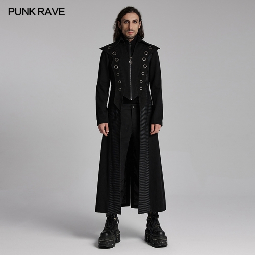 Punk Rave WY-1662XCM Avant-Garde Structural Segmentation Design Punk Visual Long Jacket