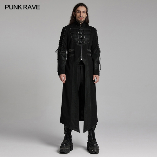 Punk Rave WY-1660XCM Front X-Shaped Buckles And Arm Straps Punk Wild Vision Long Jacket