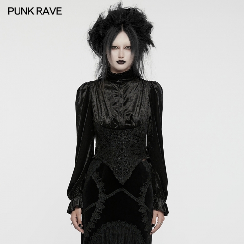 Punk Rave WY-1636CCF Small Stand Collar And Slim Fitting Silhouette Retro Goth Shirt