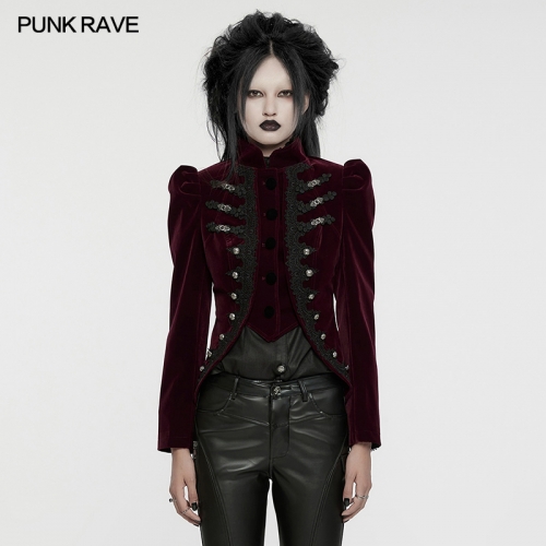 Punk Rave WY-1637XCF Short Front And Long Back Design New Chinese Style Gothic Coat