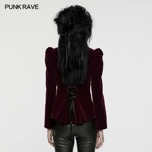 Punk Rave WY-1637XCF Short Front And Long Back Design New Chinese Style Gothic Coat