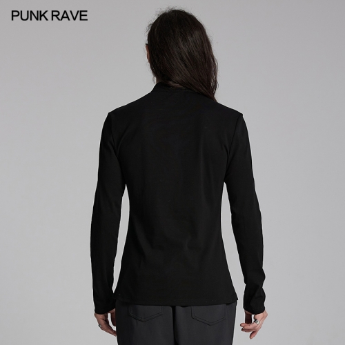 Punk Rave WT-939TCM Simple And Fitting Design Stylish Stand Up Collar Punk Military Style T-Shirt