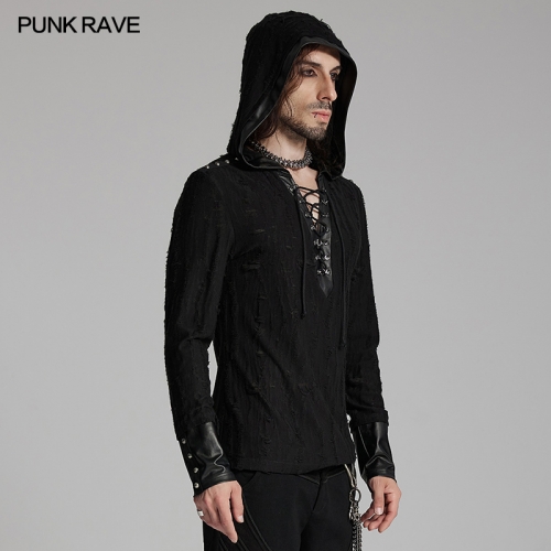 Punk Rave WT-948DQM Hooded Style Refreshing And Handsome Dark Punk Handsome T-Shirt