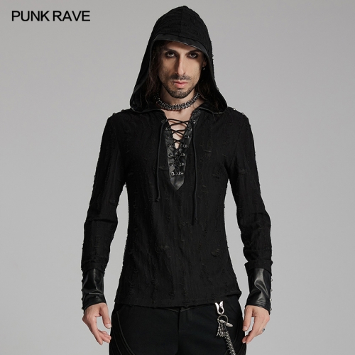 Punk Rave WT-948DQM Hooded Style Refreshing And Handsome Dark Punk Handsome T-Shirt