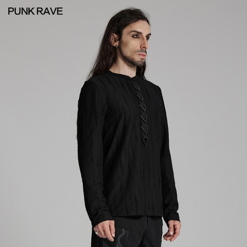 Punk Rave WT-935TCM Decorative Rubber Triangle Buckles Punk Minimalist Street T-Shirt