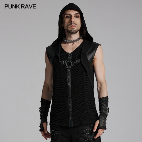 Punk Rave WT-936BXM Hooded Wide Shoulder Design Punk Decadent Vest
