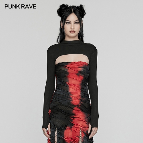 Punk Rave WT-917TCF Soft And Comfortable Elastic Knitted Fabric Punk Minimalist Long Sleeve T-Shirt