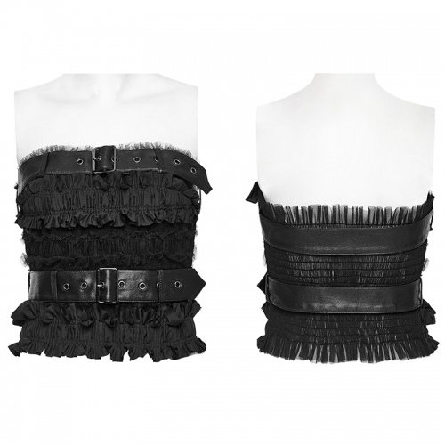 Punk Rave WT-860BXF Two Colors Available Band Design Cute Punk Fitted Tube Top