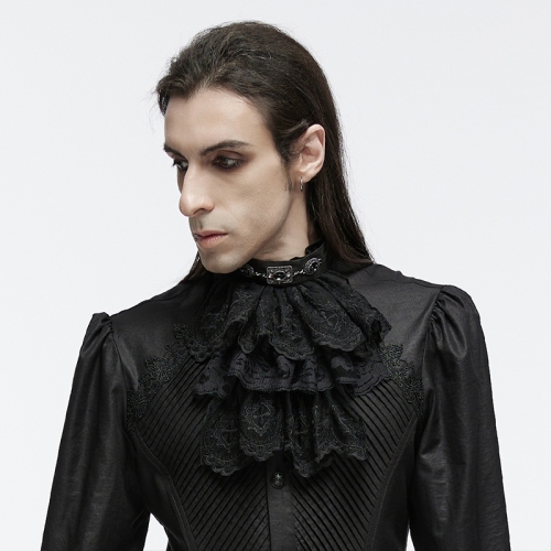 Punk Rave Glossy Woven Fabric And Lightweight Embroidered Mesh Gorgeous Goth Collar