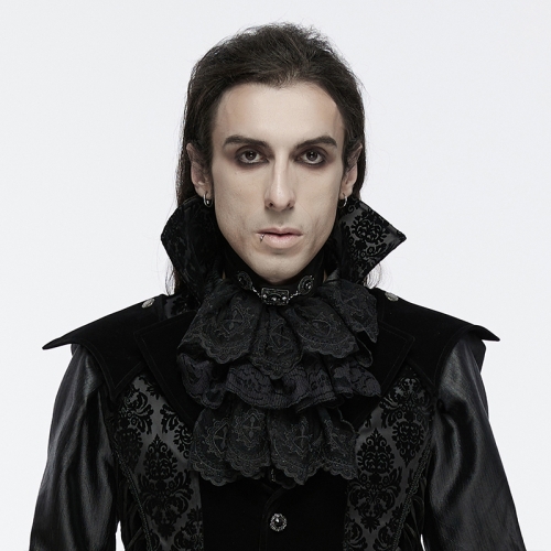 Punk Rave Glossy Woven Fabric And Lightweight Embroidered Mesh Gorgeous Goth Collar