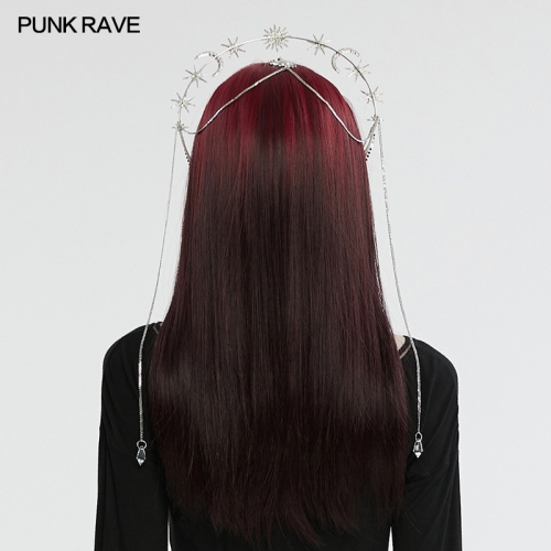 Punk Rave WS-734FSF Exquisite Crystal Pendant Chains Gothic Star Moon Sun Headwear