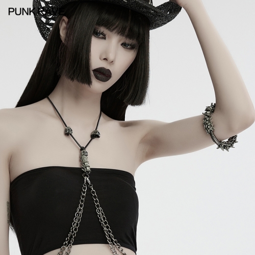 Punk Rave WS-721SS Magnetic Buckle Design Alloy Material Punk Skeleton Bracelet