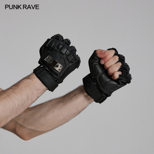 Punk Rave WS-698SSM High Elasticity Breathable Mesh And Sheepskin Cyber Punk Armored Gloves