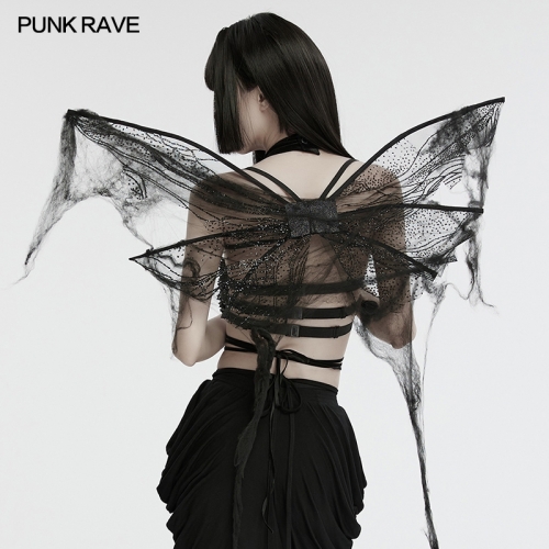 Punk Rave WS-736OTF Dark And Patterned Shimmering Mesh Gothic Butterfly Wings