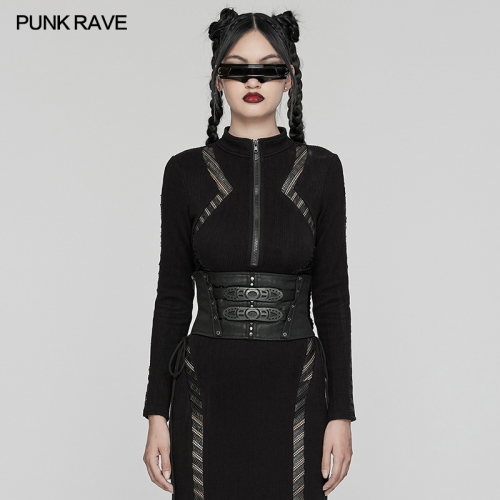 Punk Rave WS-674YDF Decorative Belt Buckle Trapezoidal Segmentation Design Cyberpunk Corset
