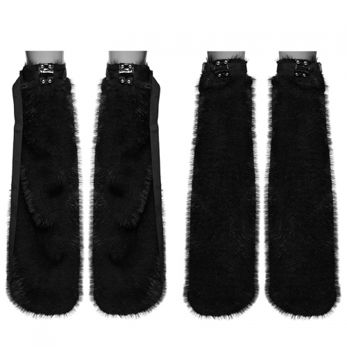 Punk Rave WS-672JTF Shiny Patent Leather And Semi-Circular Rivets Punk Handsome Short Pur Leg Warmers