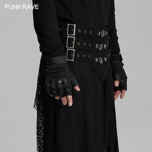 Punk Rave WS-673YDM Versatile Style Eye-Catching Three-Rows Design Punk Belt