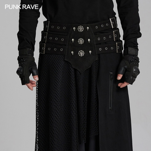 Punk Rave WS-673YDM Versatile Style Eye-Catching Three-Rows Design Punk Belt