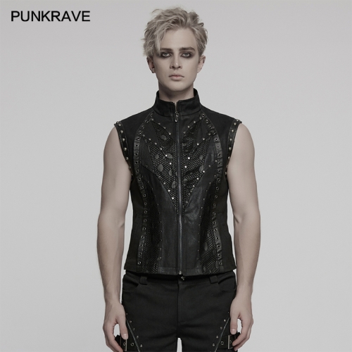 Punk Rave WY-1781MJM Irregular Patchwork Design Punk Handsome Segmentation Vest