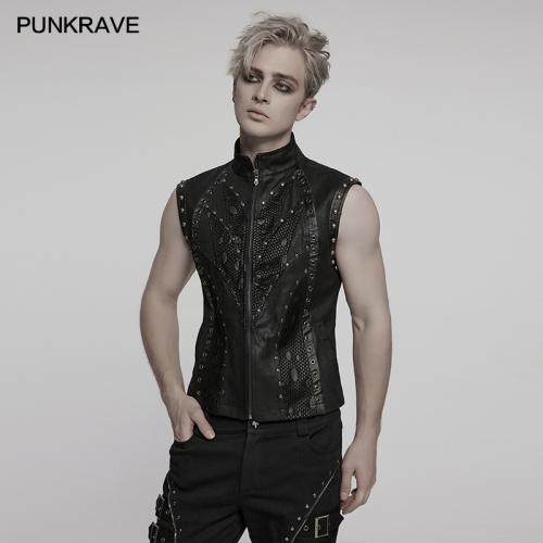 Punk Rave WY-1781MJM Irregular Patchwork Design Punk Handsome Segmentation Vest