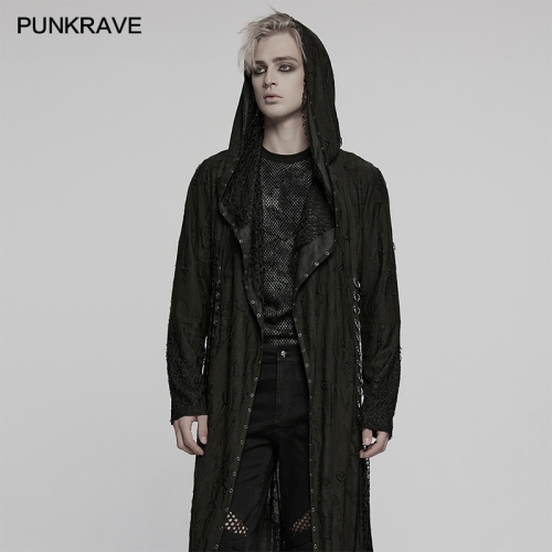 Punk Rave WY-1795XCM Asymmetric Hem Goth Decadent Asymmetric Hooded Knitted Jacket