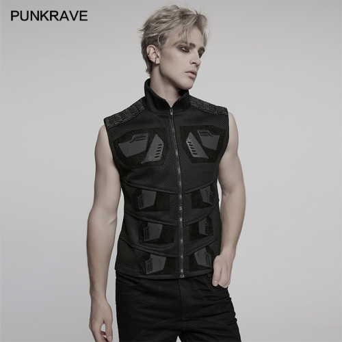 Punk Rave WY-1758MJM Handsome Stand Up Collar And Straight Tube Silhouette Cyberpunk Vest