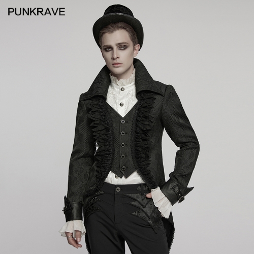 Punk Rave WY-1773XCM Gorgeous Carved Gemstone Hand Sewn Buttons Gothic Gorgeous Tuxedo