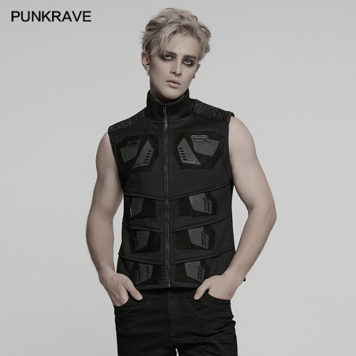 Punk Rave WY-1758MJM Handsome Stand Up Collar And Straight Tube Silhouette Cyberpunk Vest