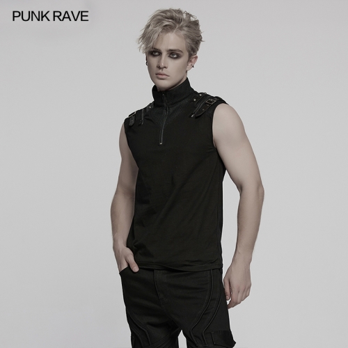 Punk Rave WT-1009BXM Simple Stand Up Collar Handsome Punk T-Shirt