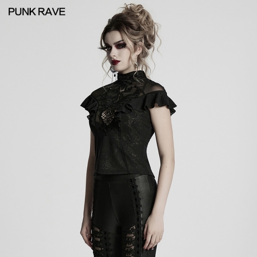 Punk Rave WT-1004TDF Elegant Small Flying Sleeves Gothic Applique Top