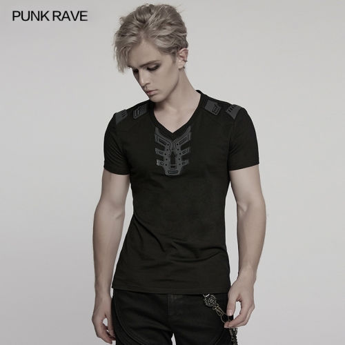 Punk Rave WT-997TDM V-Shaped Segmentation Simple And Fit Design Cyber Punkr T-Shirt