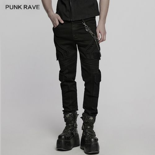 Punk Rave WS-788YDM Personalized Retro Skull Simulate Vintage Design Punk Pants Chain