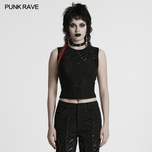 Punk Rave WT-920BXF Avant-Garde And Unique Effect Punk Tattered Iron Ring Vest