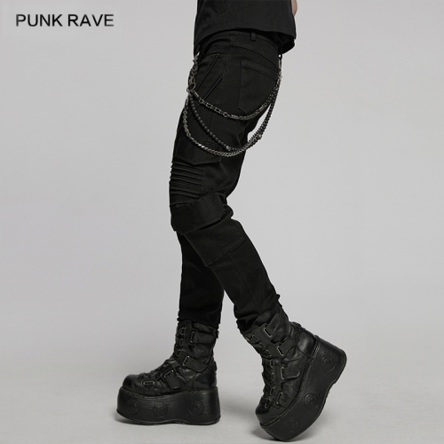 Punk Rave WS-788YDM Personalized Retro Skull Simulate Vintage Design Punk Pants Chain