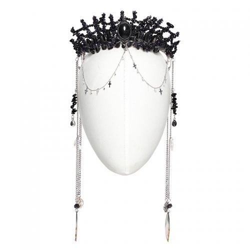 Punk Rave WS-784FSF Elegant And Exquisite Design Gothic Gorgeous Black Crystal Headband