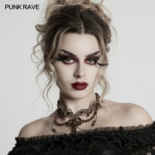 Punk Rave WS-781LHF Irregular Stones And Alloy Chains Steampunk Cross Necklace