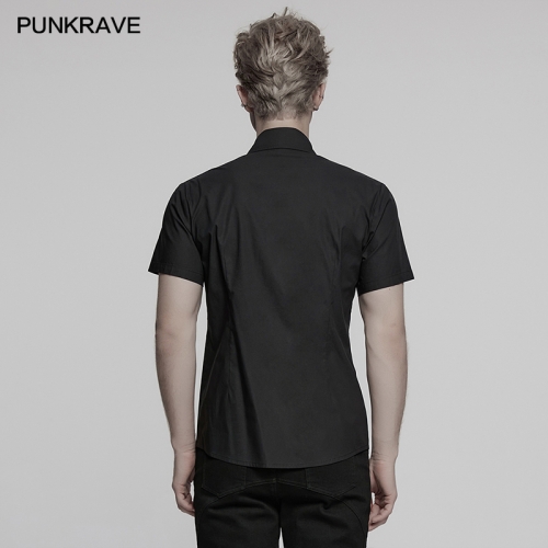 Punk Rave WY-1761CDM Unique Pocket Handsome And Neat Short Sleeved Punk Shirt