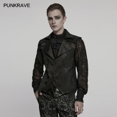 Punk Rave WY-1775MJM Double-Layer Flying Shoulder Goth Jacquard Gentlemen's Waistcoat
