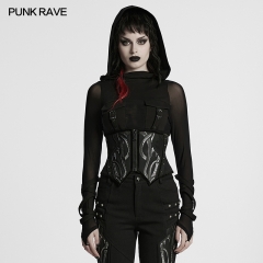 Punk Rave Breathable Mesh Fabric Adjustable Drawstring Cyberpunk Corset