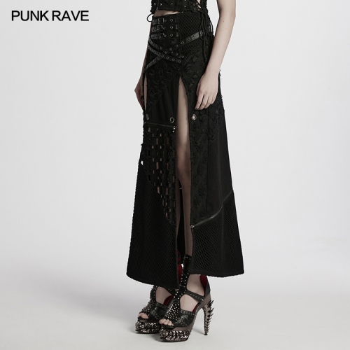 Punk Rave WQ-847BQF Sexy And Powerful High Slits Detachable Hem Punk Detachable Skirt