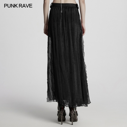 Punk Rave WQ-861BQF Soft Tie-Dyed Creased Chiffon Gothic Sexy Goddess Chiffon Long Skirt