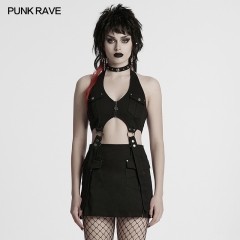 Punk Rave WQ-846LQF Elastic Rubber Band Sexy Halter Neck Style Punk Halter Neck Dress