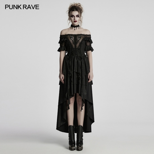 Punk Rave WQ-865LQF Gothic Elegant Off Shoulder Collars And Ruffled Sleeves Dress