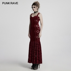 Punk Rave WQ-837LQF Sleek And Elegant Cutting Design Gothic Retro Velvet Embroidered Dress