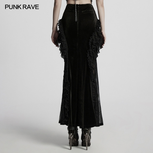 Punk Rave WQ-841BQF Unique Lace Stitching Design Goth Dynamic Skirt